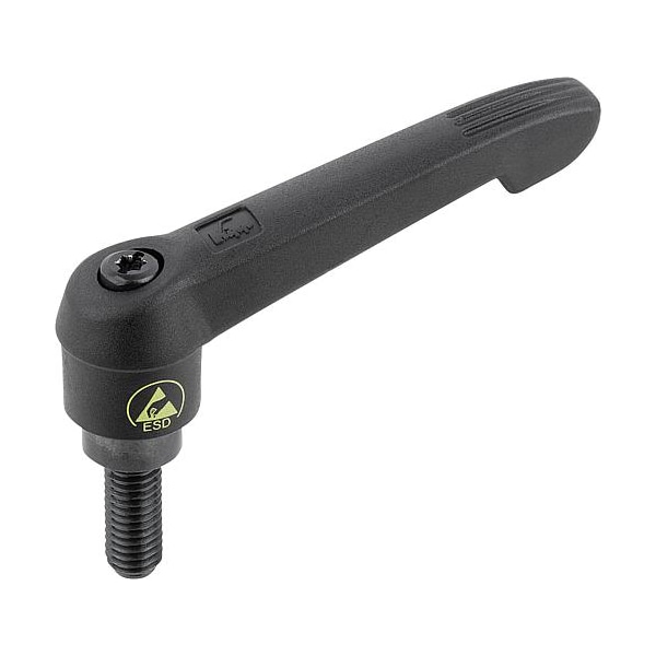 Adjustable handle, antistatic, M10x20mm extrnl thrd, Handle length 65mm